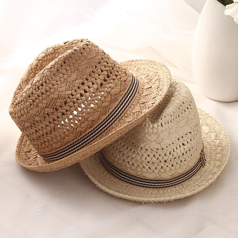 Raffia Straw Boho Fedora Mens Hat