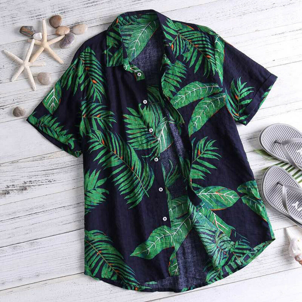 Hawaiian Print Short Sleeve Casual Mens Shirt