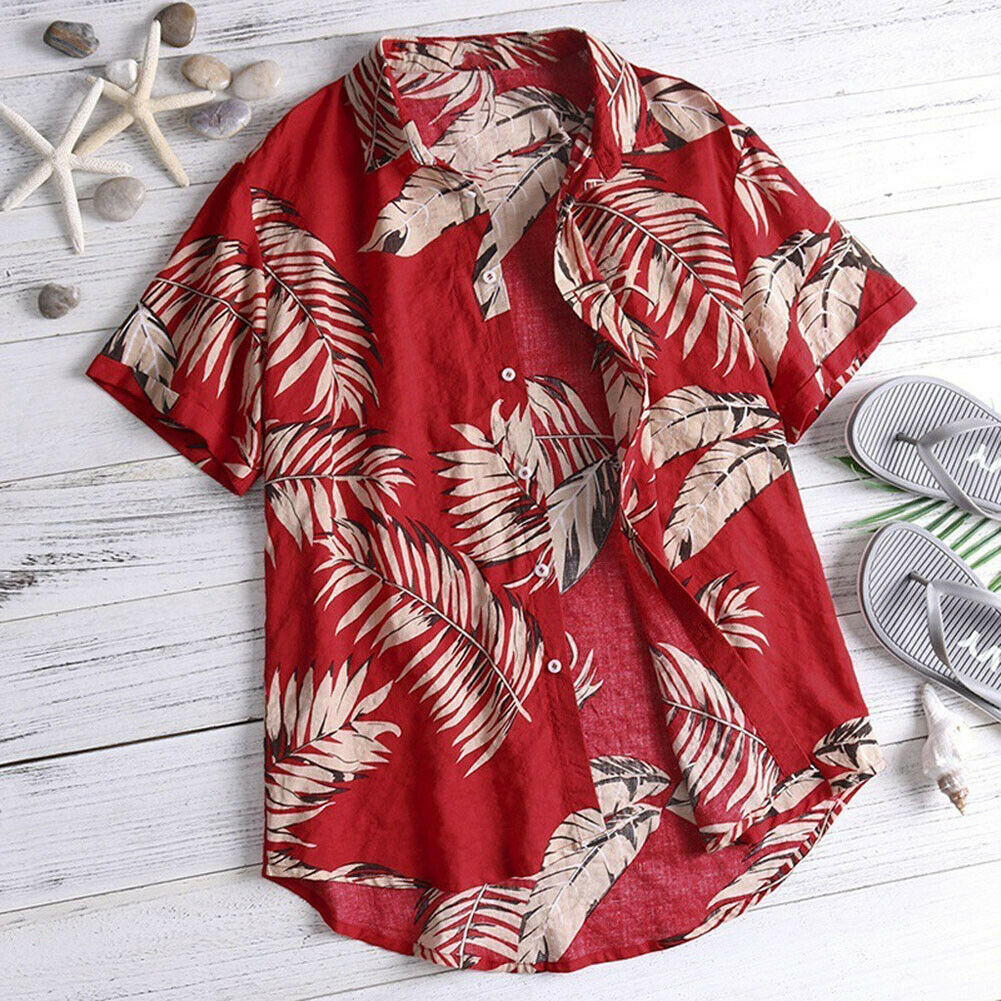 Hawaiian Print Short Sleeve Casual Mens Shirt