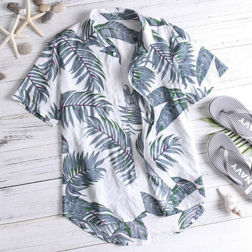 Hawaiian Print Short Sleeve Casual Mens Shirt