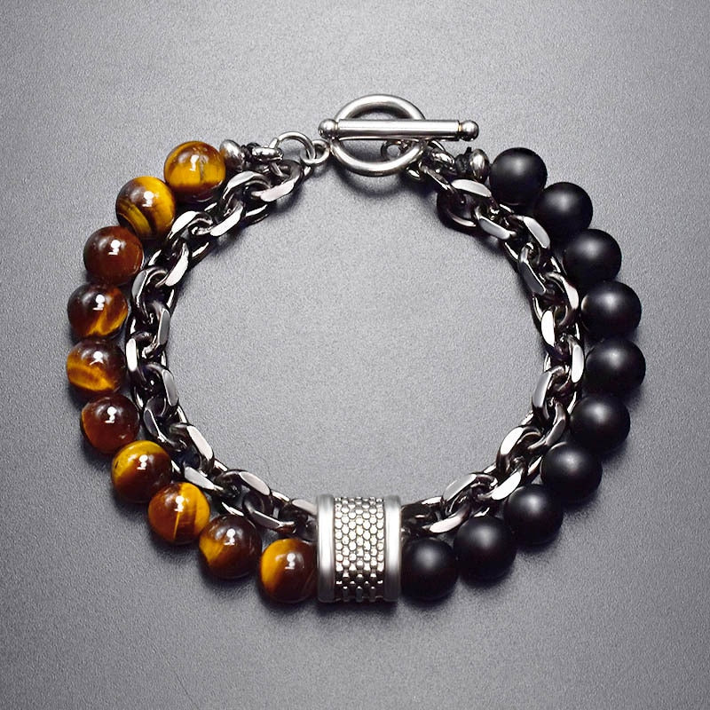 Beaded Bracelet and Metal Chain Bracelet.