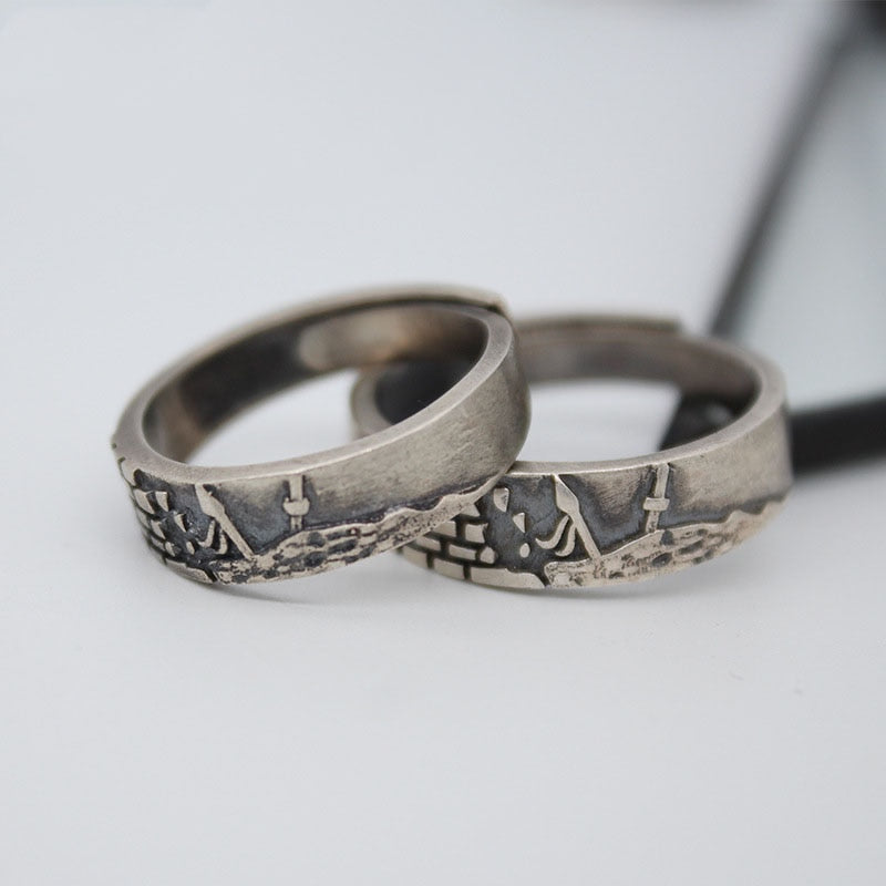 Oxidised Zinc Alloy Adjustable Ring