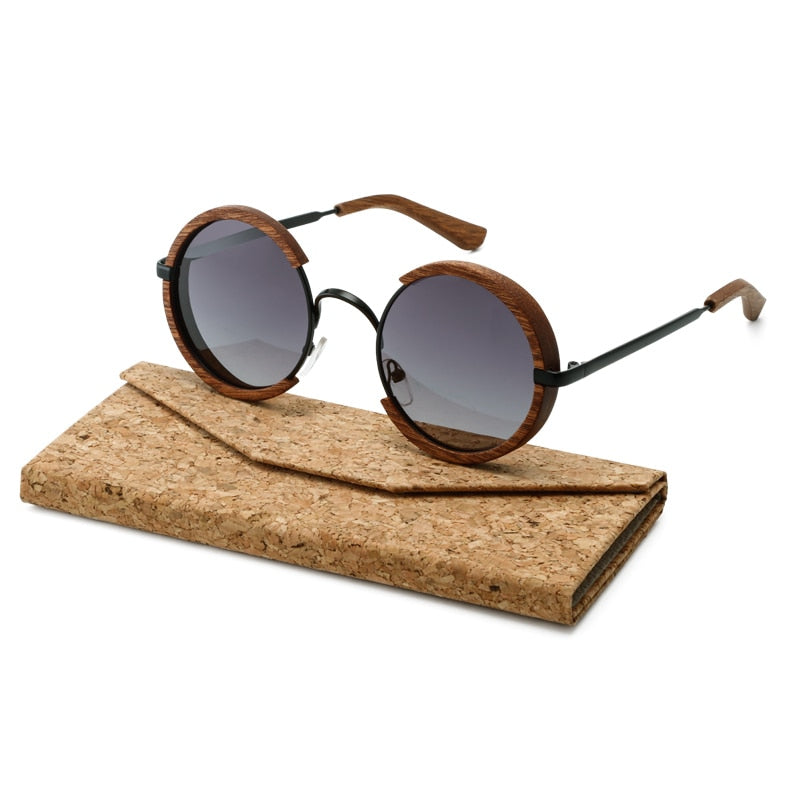 Sapele or Zebra  wood and metal materials mens sunglasses with UV400 protection lenses.