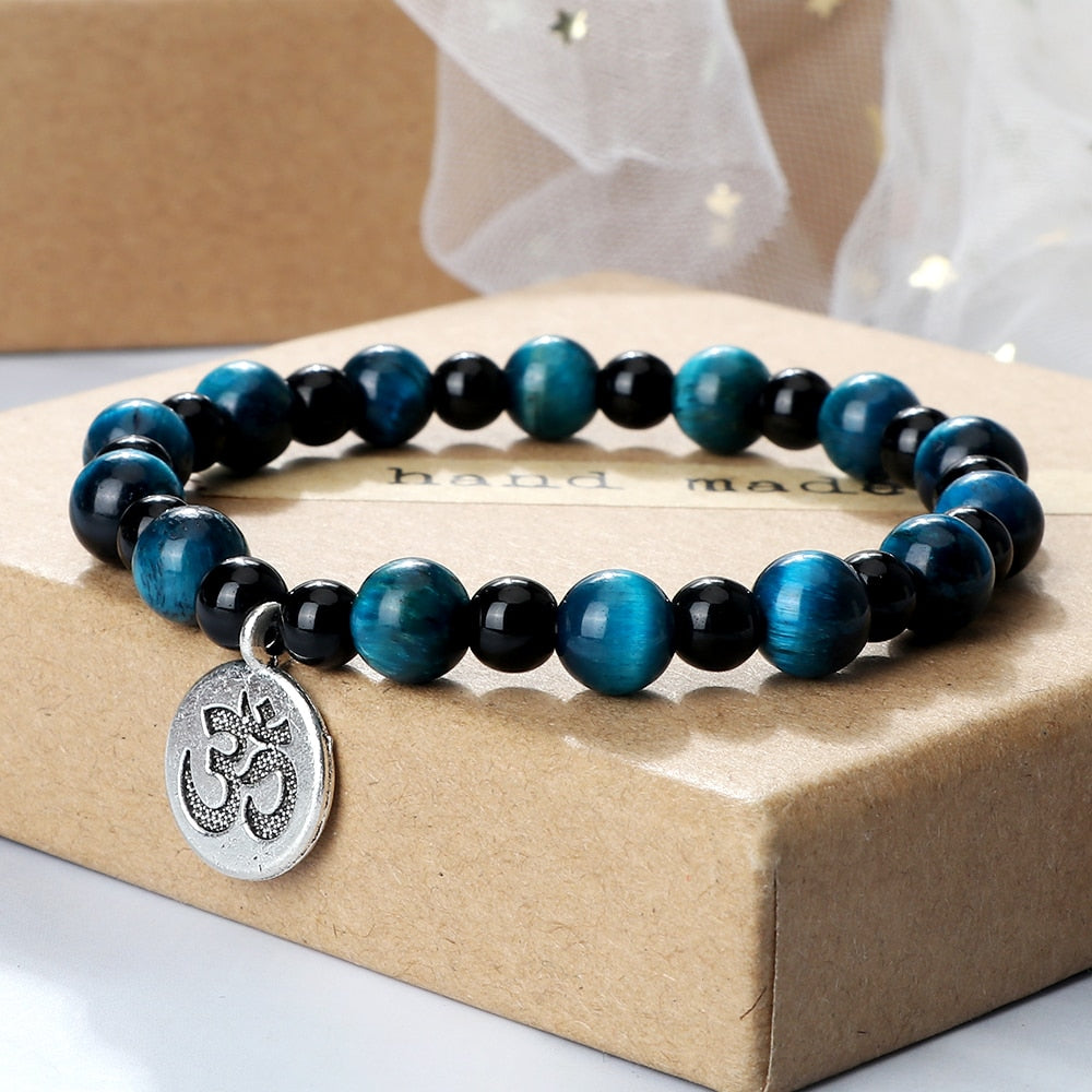 Om Symbol Pendant Beaded Bracelet