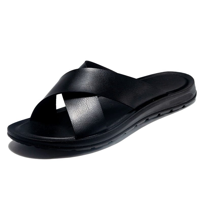 Cross Straps Mens Slide Sandals