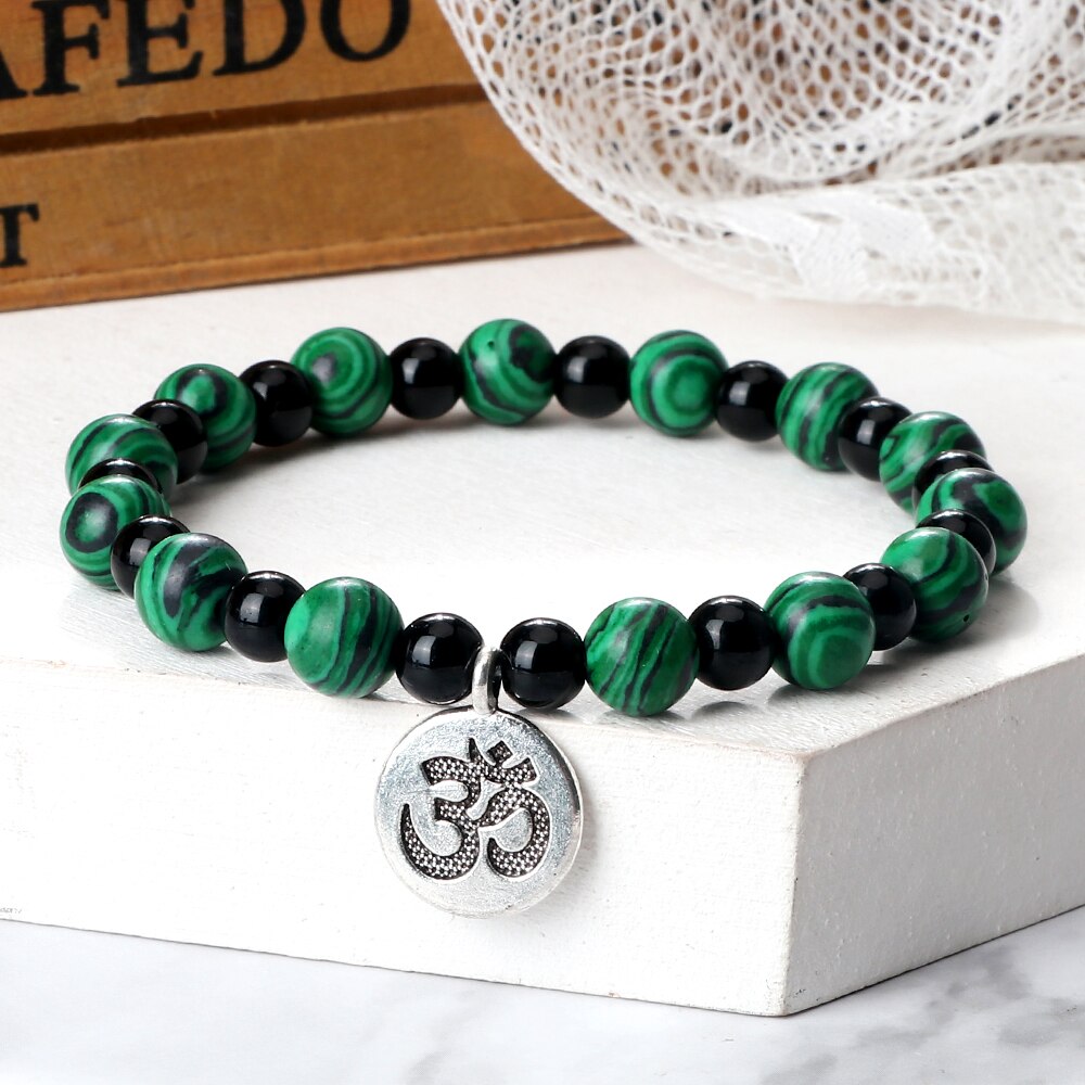 Om Symbol Pendant Beaded Bracelet