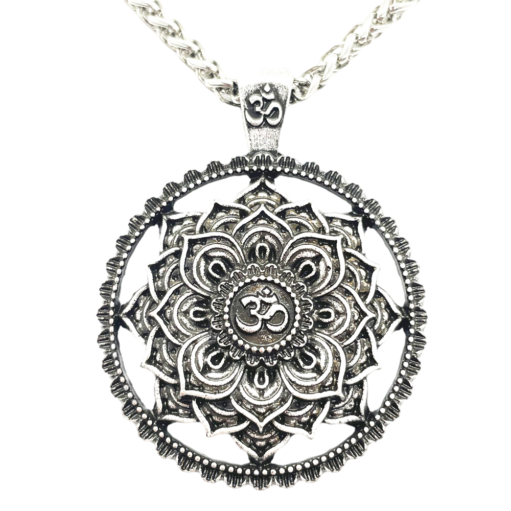 Lotus Flower OM Mandala Pendants with Chain