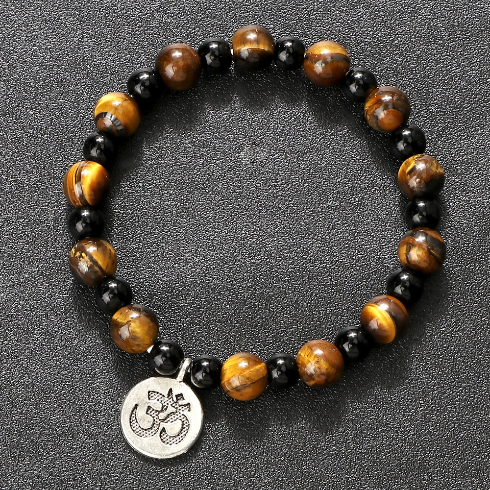 Om Symbol Pendant Beaded Bracelet