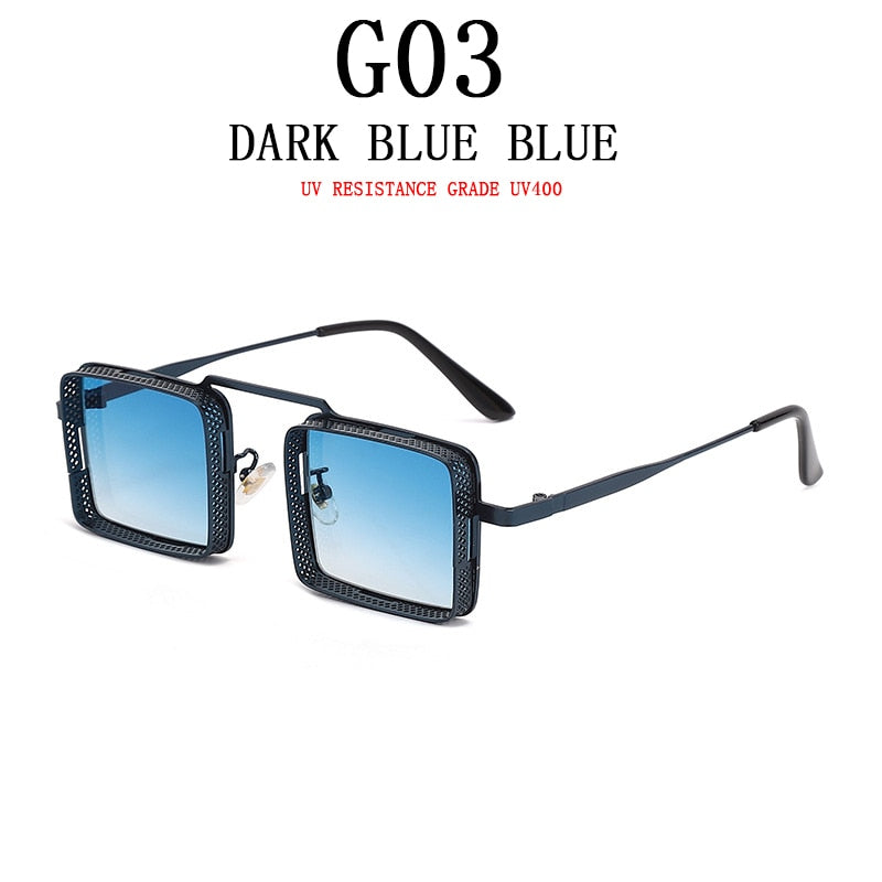 blue lense and black frame Mens sunglasses feature UV400 protection and gradient, MIRROR, anti-reflective, and photochromic lenses.