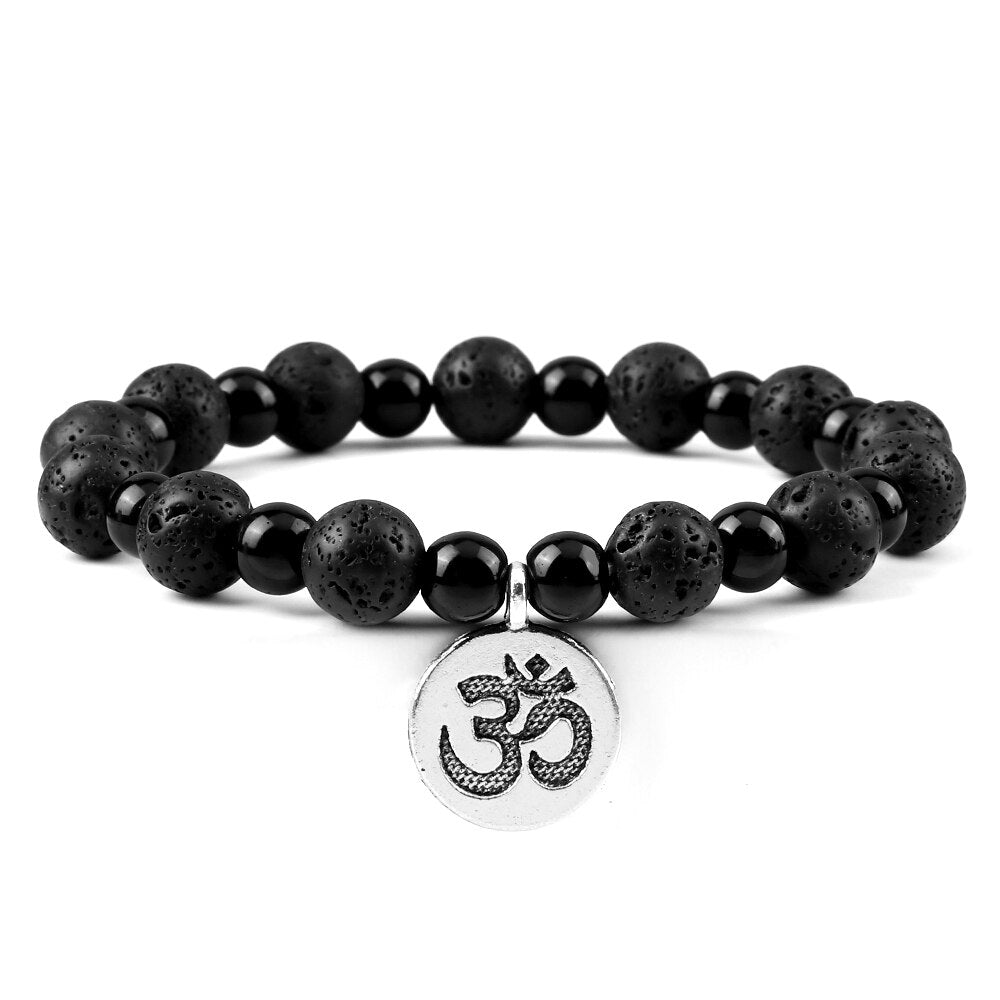 Om Symbol Pendant Beaded Bracelet