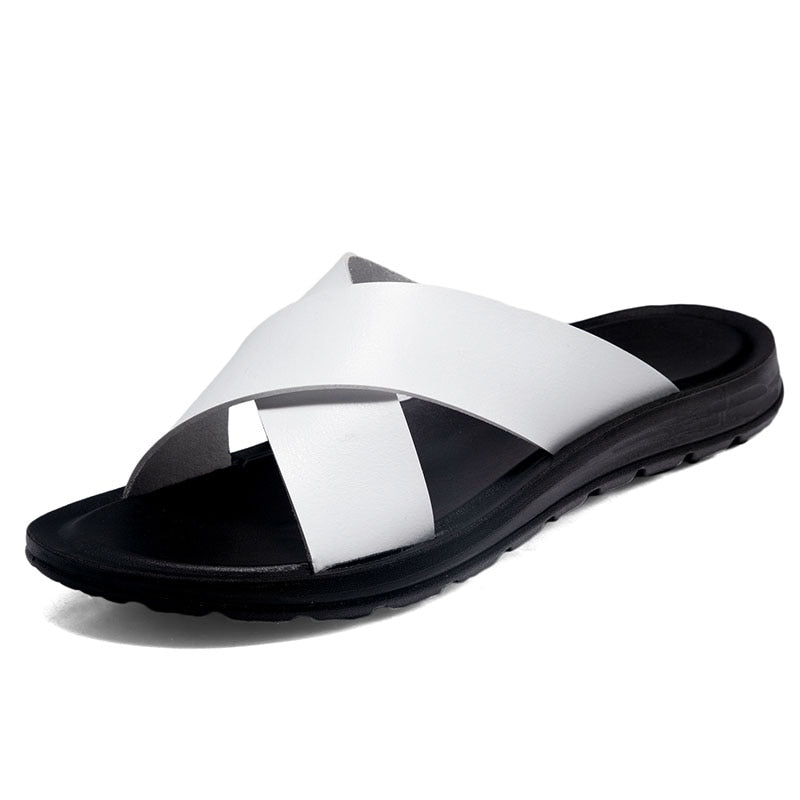 Cross Straps Mens Slide Sandals