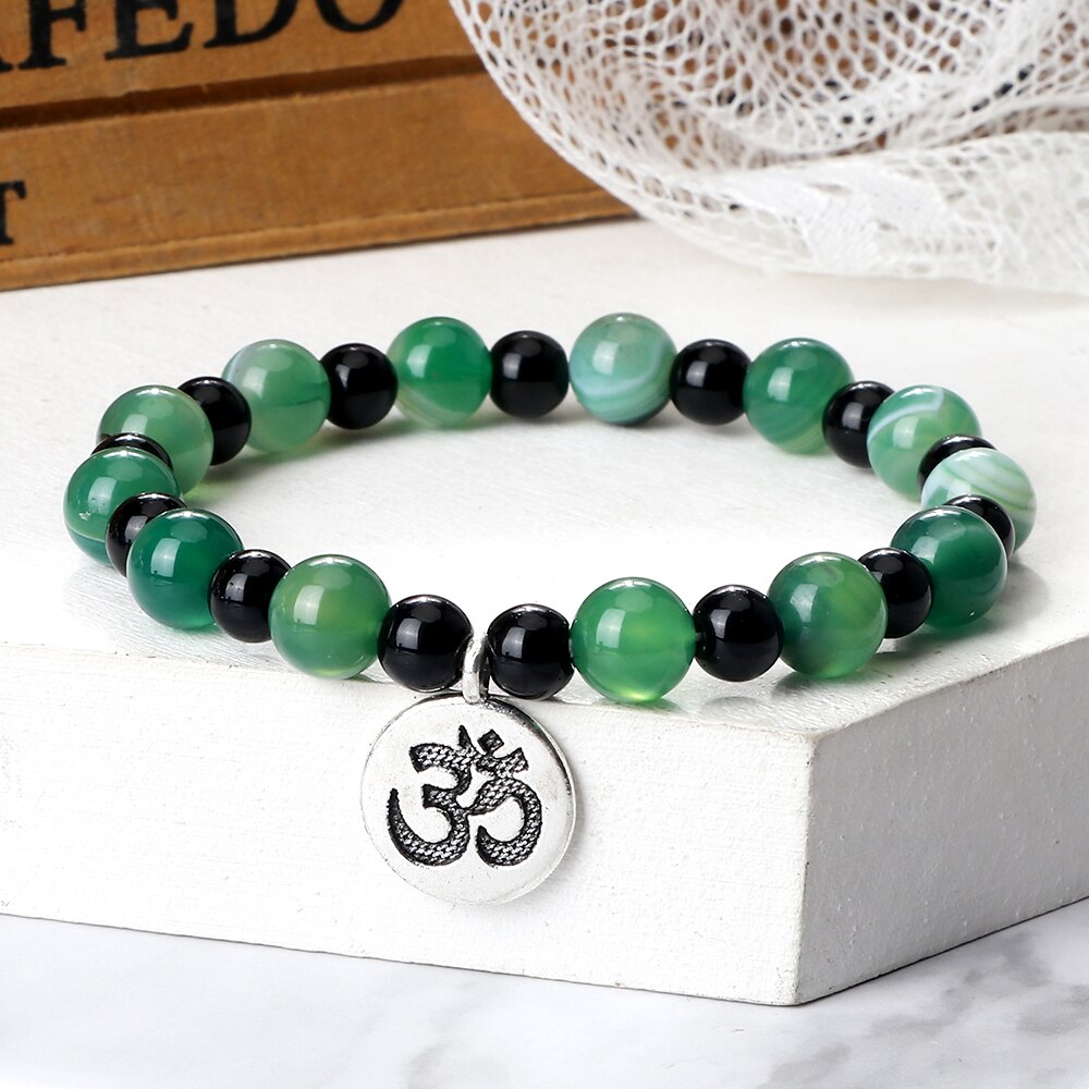 Om Symbol Pendant Beaded Bracelet