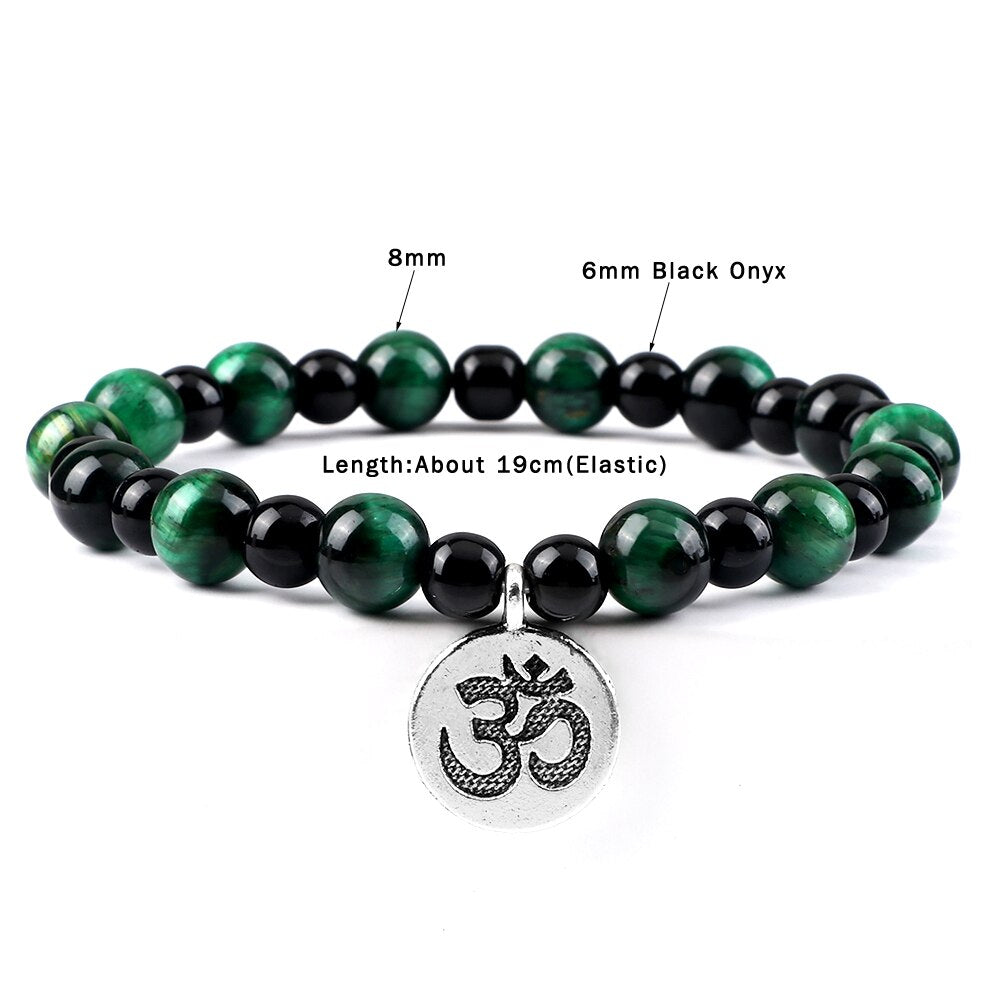 Om Symbol Pendant Beaded Bracelet