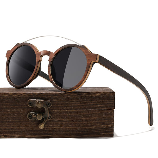 Handmade Walnut Frame Ultra Light Metal Bridge Polarized Sunglasses