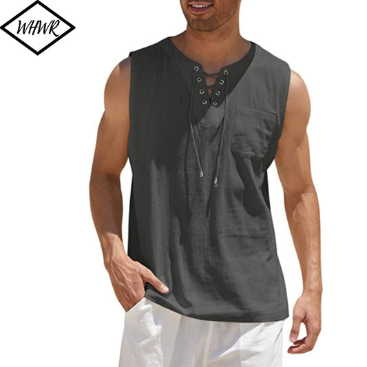 Casual Tank Top Cotton Sleeveless - Mens Tops