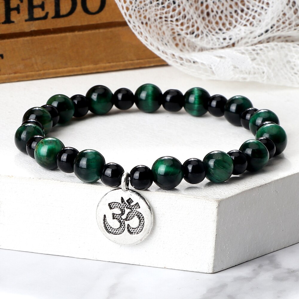 Om Symbol Pendant Beaded Bracelet