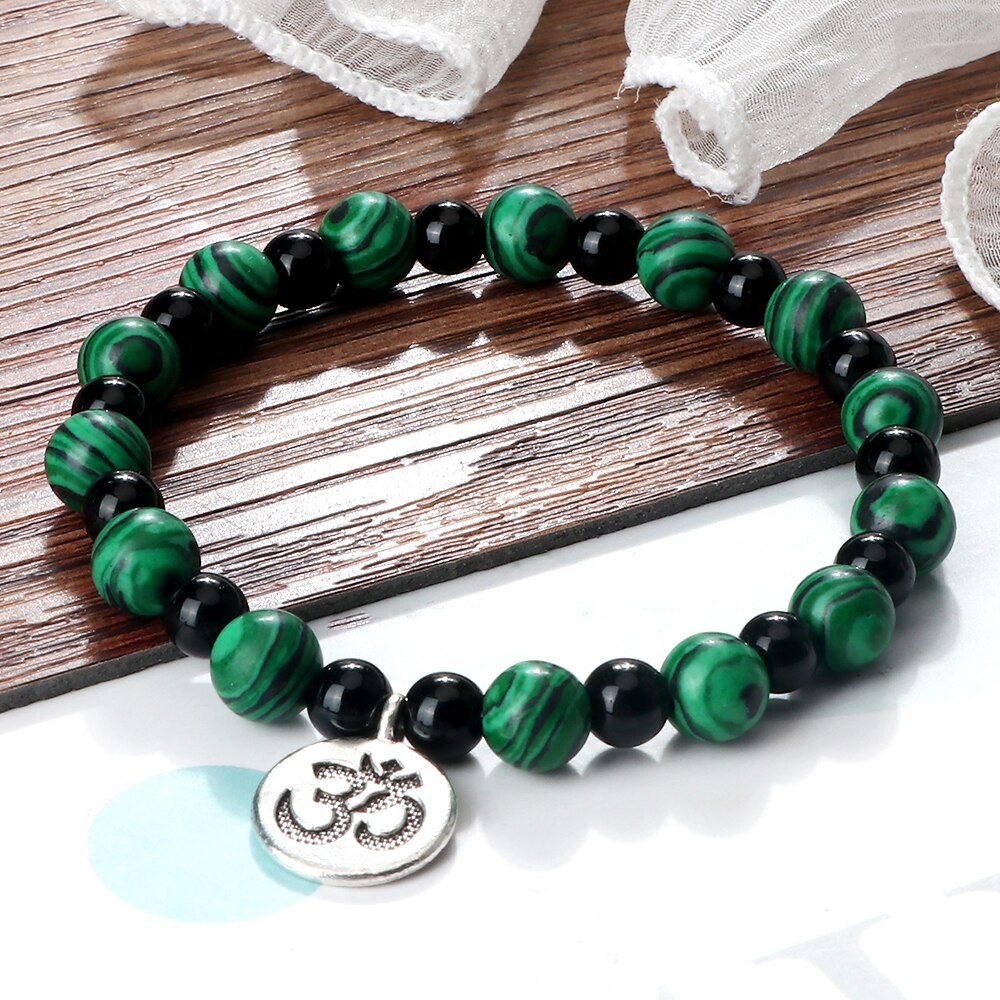 Om Symbol Pendant Beaded Bracelet