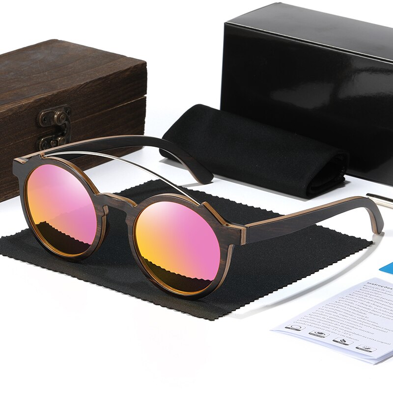 Handmade Walnut Frame Ultra Light Metal Bridge Polarized Sunglasses