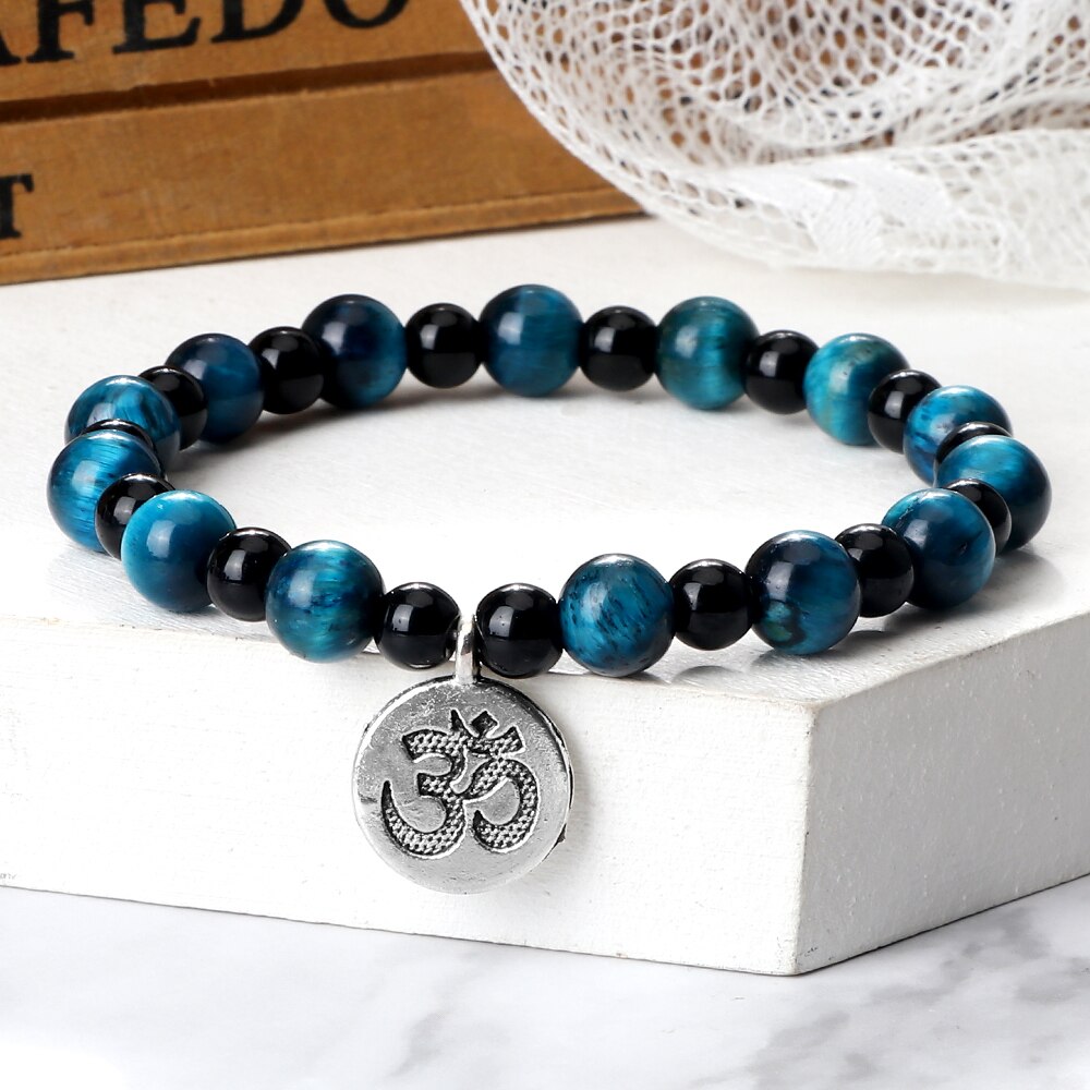 Om Symbol Pendant Beaded Bracelet