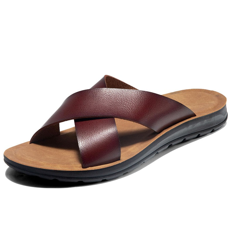 Cross Straps Mens Slide Sandals