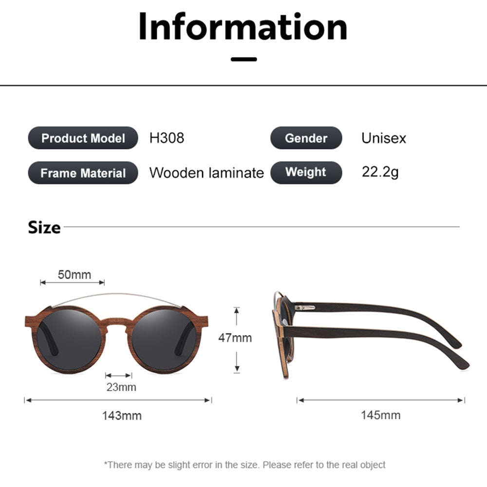 Handmade Walnut Frame Ultra Light Metal Bridge Polarized Sunglasses